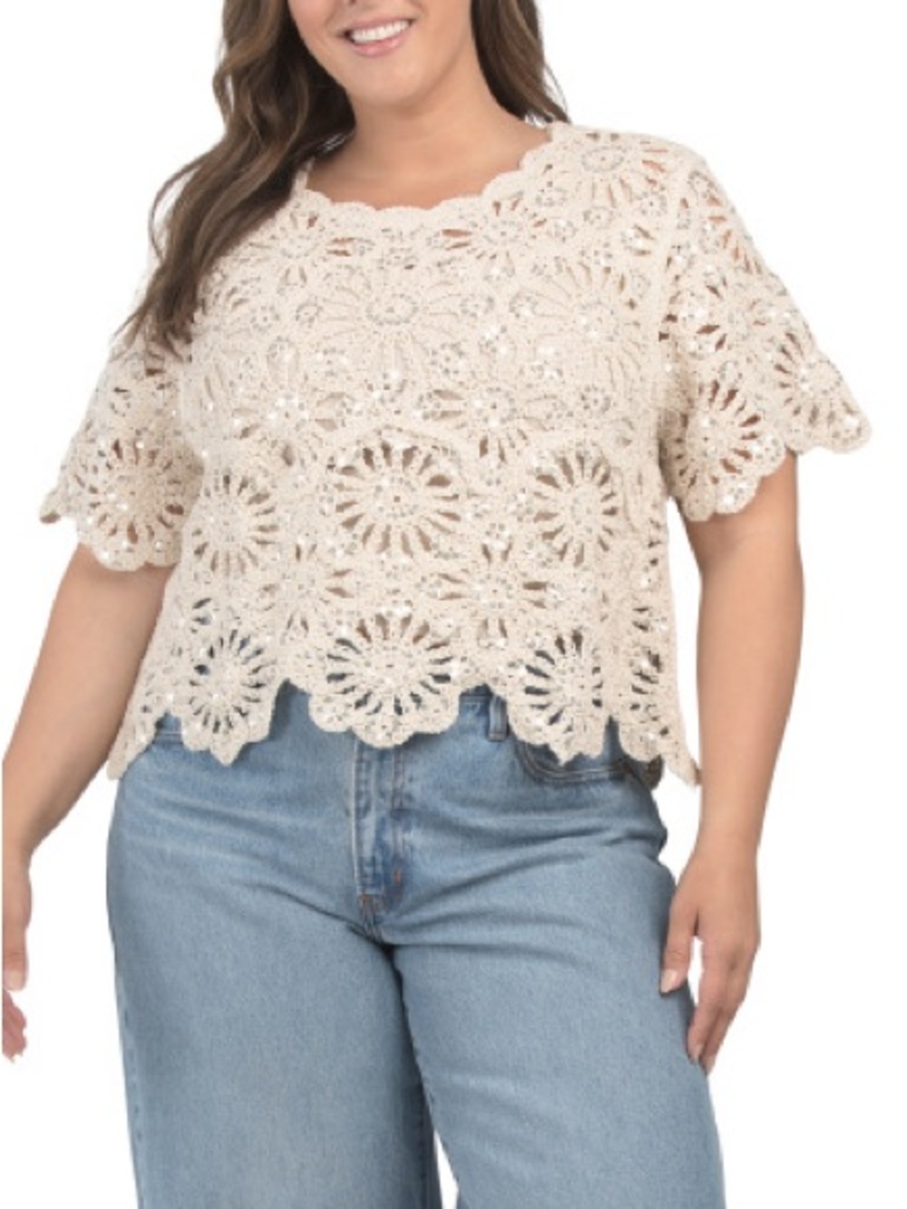 LIV LOS ANGELES Size 3X / NWT
Plus Sequin Embellished Crochet Top